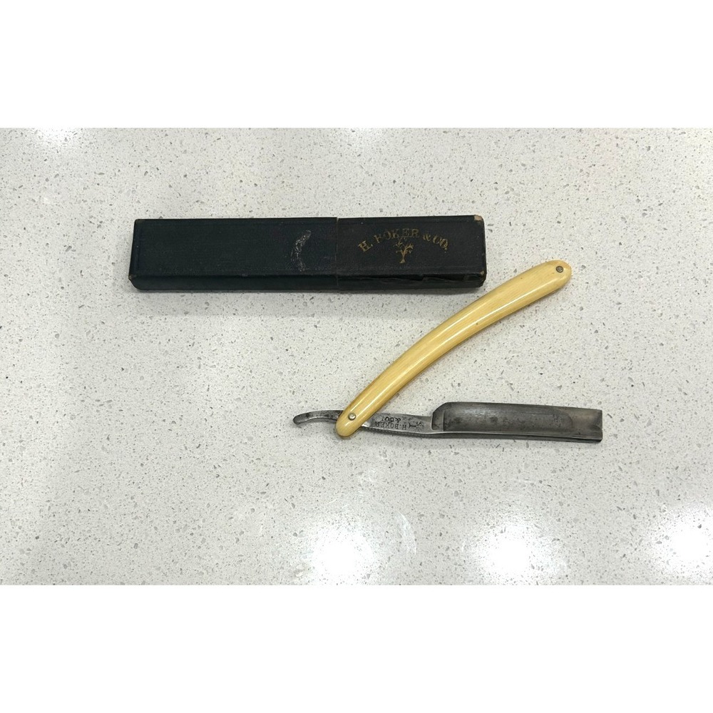 Vintage H. Boker & Co's Unrivaled Razor with Box Trade Mark Tree Pearl Germany
